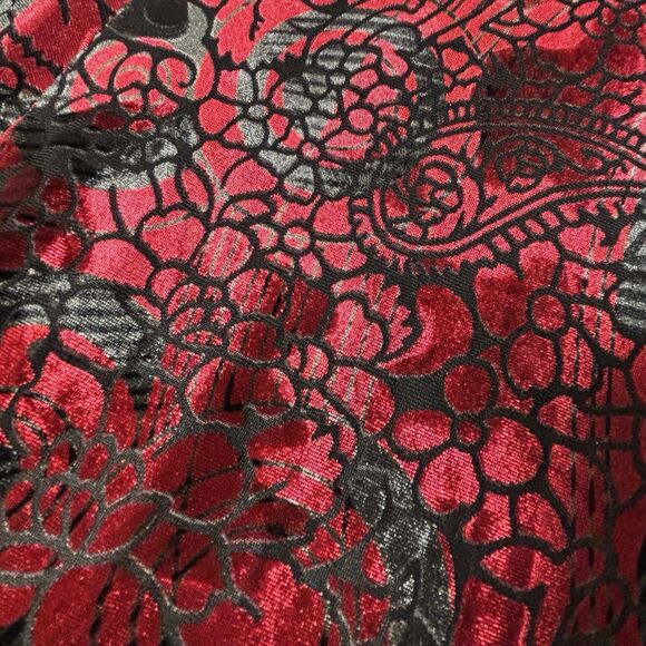 Burnout Top Red Velvet Black Lace Semi Sheer Whimsigoth Witchy - Picture 3 of 9